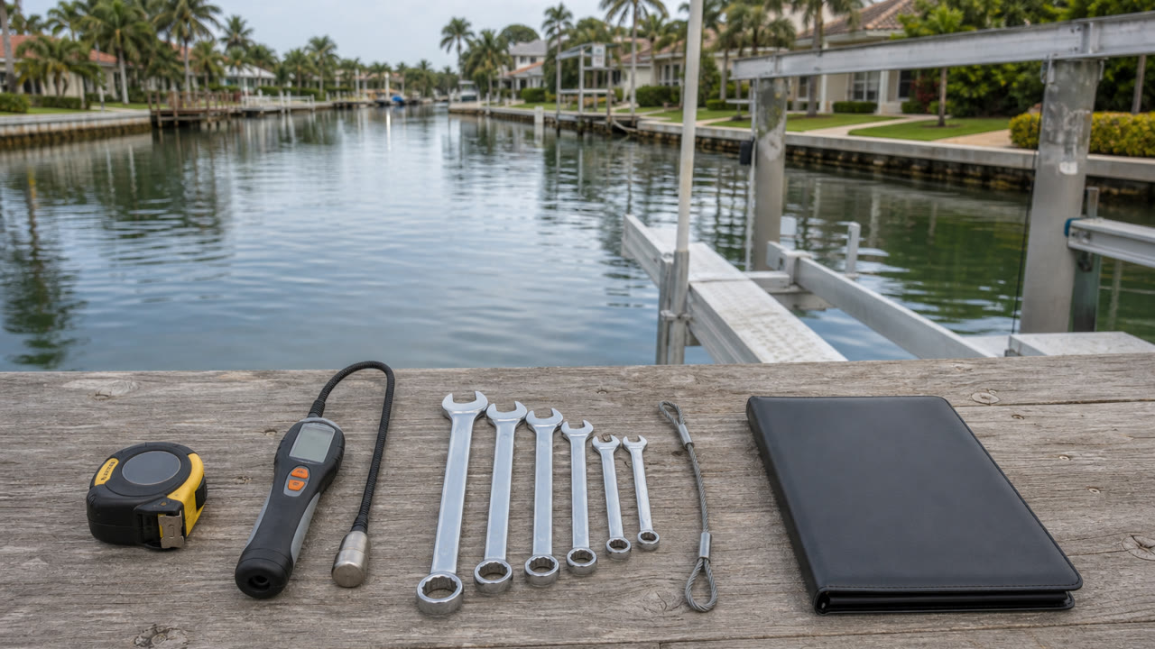 Naples boat lift repair checklist details before a dockside visit